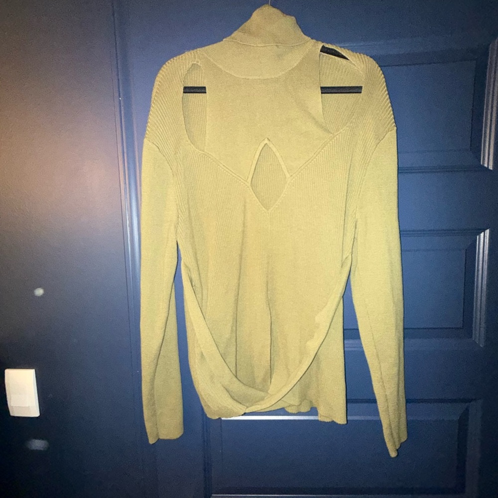 Fashion to Figure Olive Green Open-Back Turtleneck Sweater